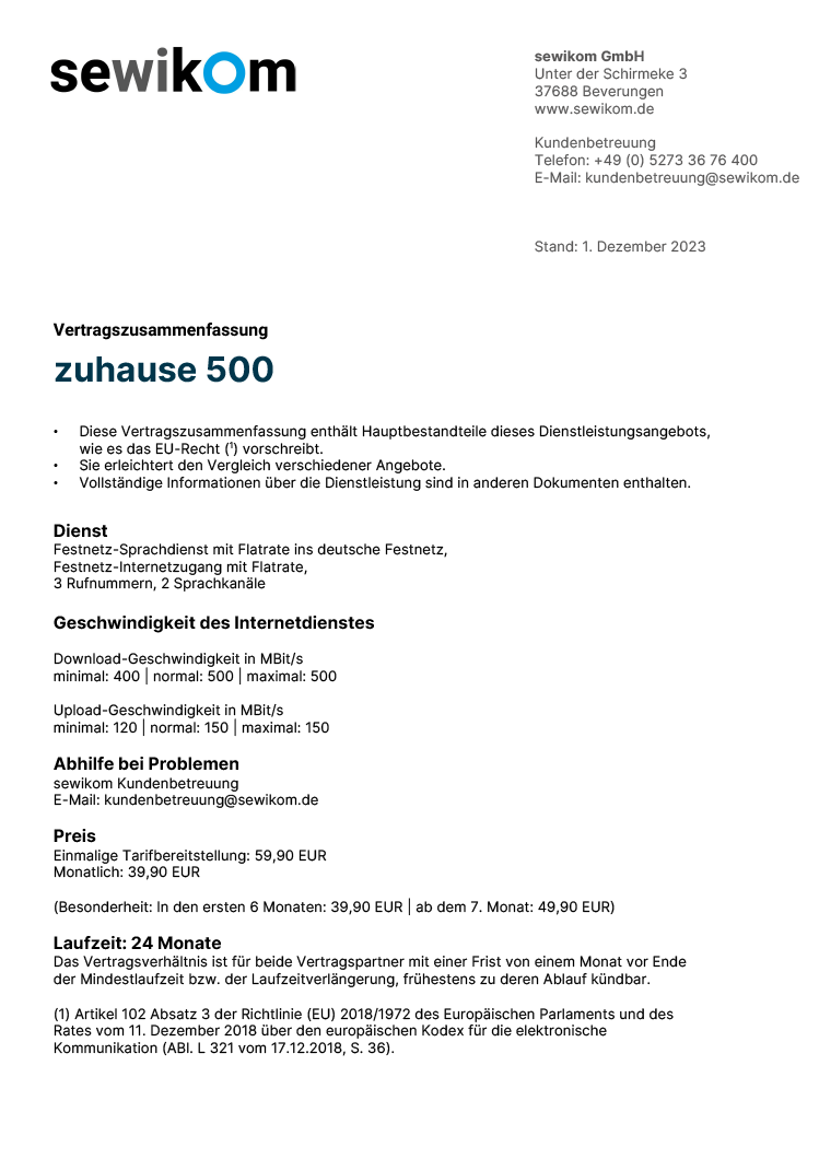 Anbieterwechselformular